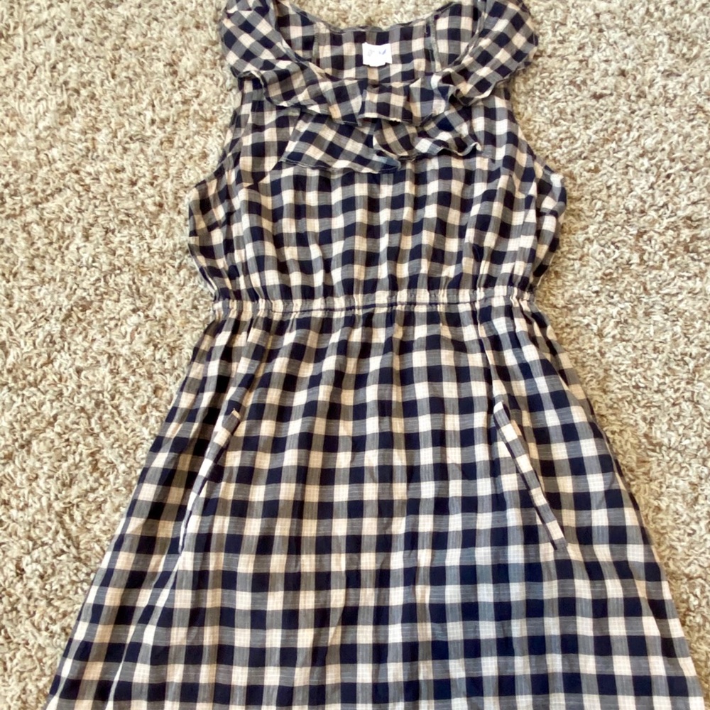 Anthro Edme Esyllte Sz 0 Black Grey Plaid Dress